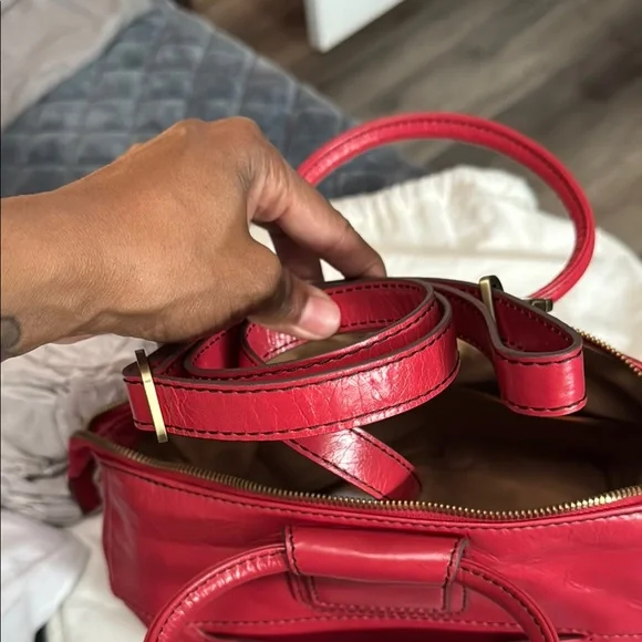 HOBO Red Leather Hobo Bag Vibrant and Sophisticated - Picture 9 of 10